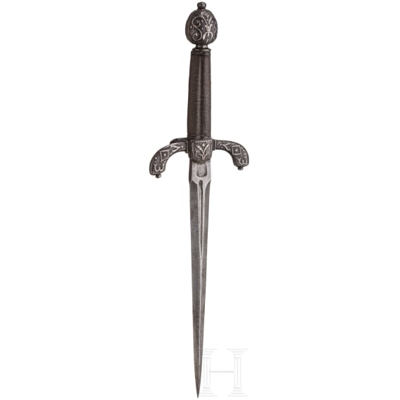 Silbertauschierter Linkhanddolch, deutsch, um 1620