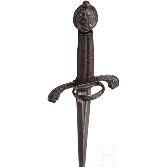 Silbertauschierter Linkhanddolch, deutsch, um 1620