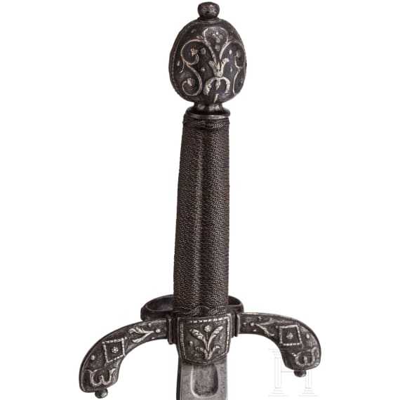 Silbertauschierter Linkhanddolch, deutsch, um 1620
