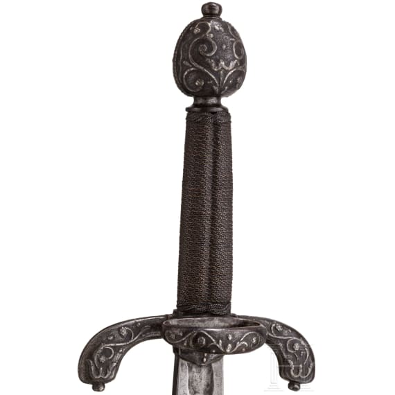 Silbertauschierter Linkhanddolch, deutsch, um 1620