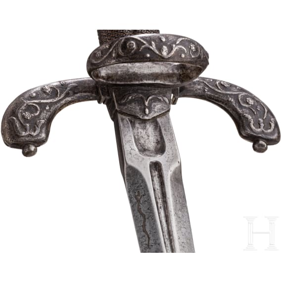 Silbertauschierter Linkhanddolch, deutsch, um 1620