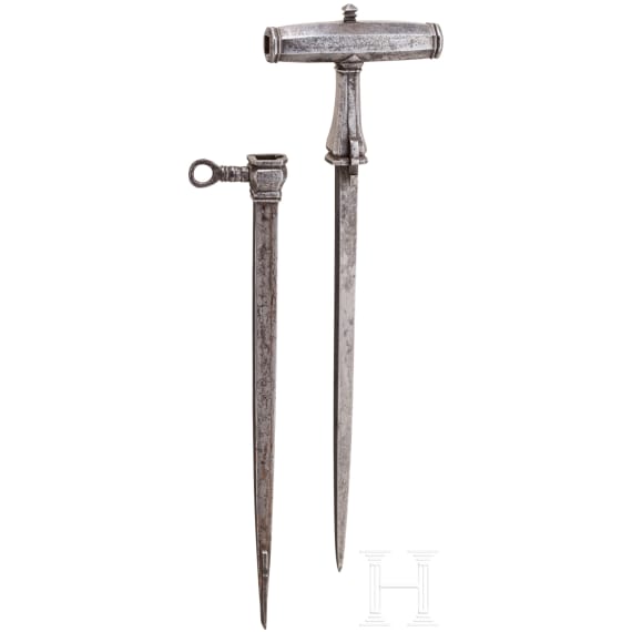 Musketier-Stilett mit integriertem Radschloss-Schl&uuml;ssel, deutsch, Mitte 17. Jhdt.
