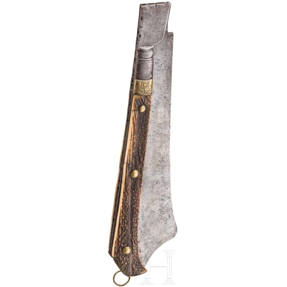 Gro&szlig;es, jagdliches Klappmesser (Praxe), norddeutsch, datiert 1699