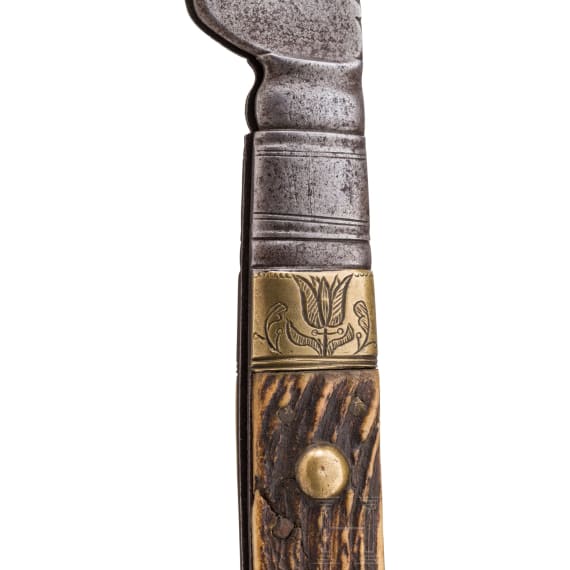 Gro&szlig;es, jagdliches Klappmesser (Praxe), norddeutsch, datiert 1699
