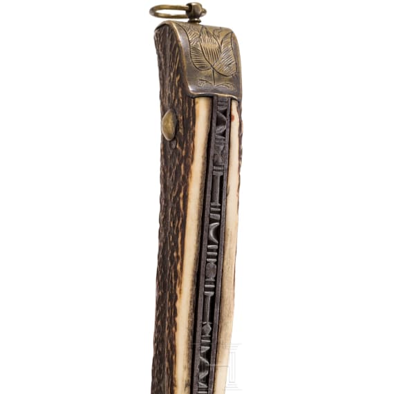 Gro&szlig;es, jagdliches Klappmesser (Praxe), norddeutsch, datiert 1699