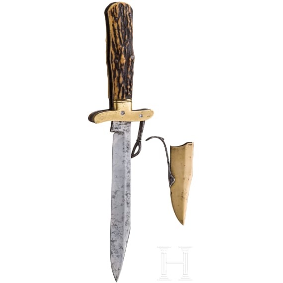 Klappmesser mit Messingscheide, USA, um 1900