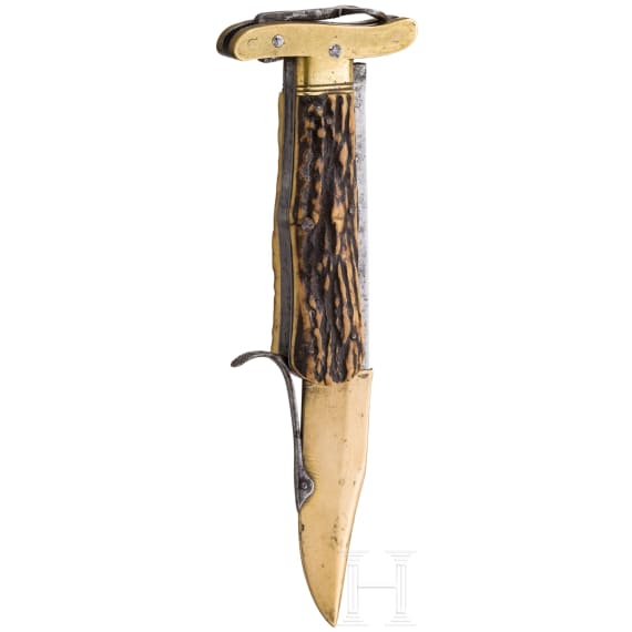 Klappmesser mit Messingscheide, USA, um 1900
