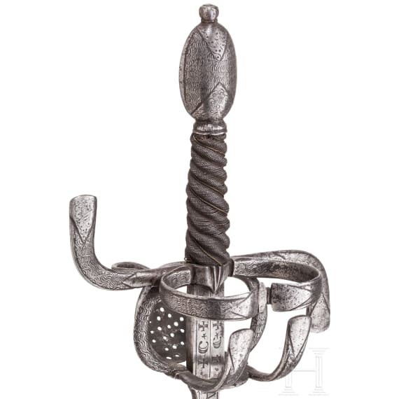 Degen mit ge&auml;tzter Klinge, deutsch, um 1600