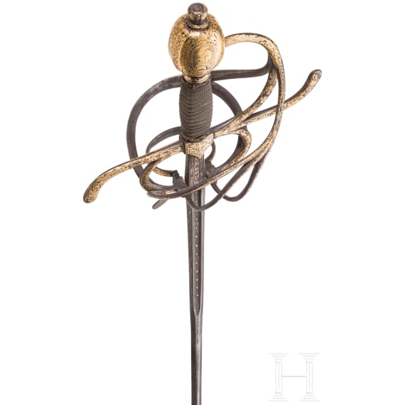 Goldtauschiertes Luxus-Rapier, deutsch, fr&uuml;hes 17. und 19. Jhdt.