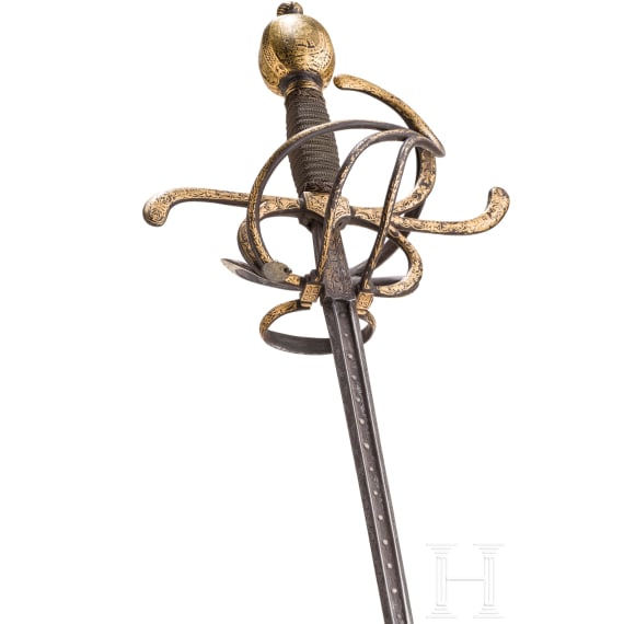 Goldtauschiertes Luxus-Rapier, deutsch, fr&uuml;hes 17. und 19. Jhdt.