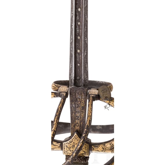 Goldtauschiertes Luxus-Rapier, deutsch, fr&uuml;hes 17. und 19. Jhdt.