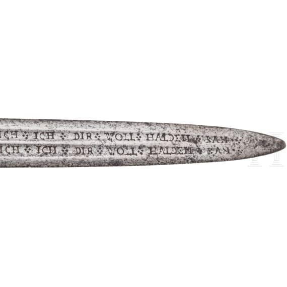 Felddegen mit langer Klingeninschrift, deutsch, um 1620