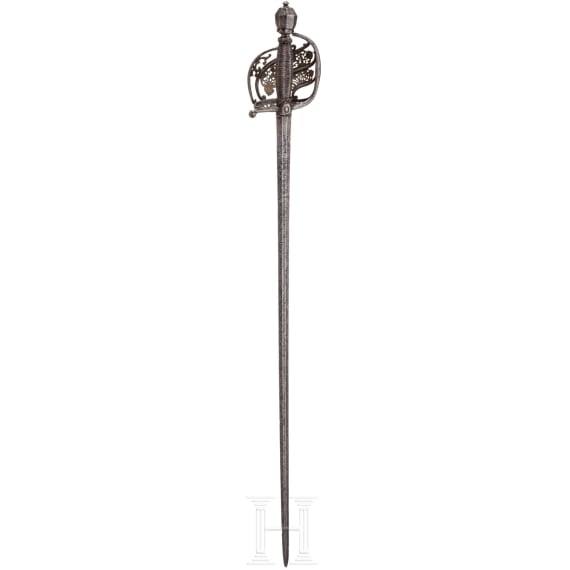 Offizier-Felddegen mit vergoldetem Eisenschnittdekor, deutsch, um 1700