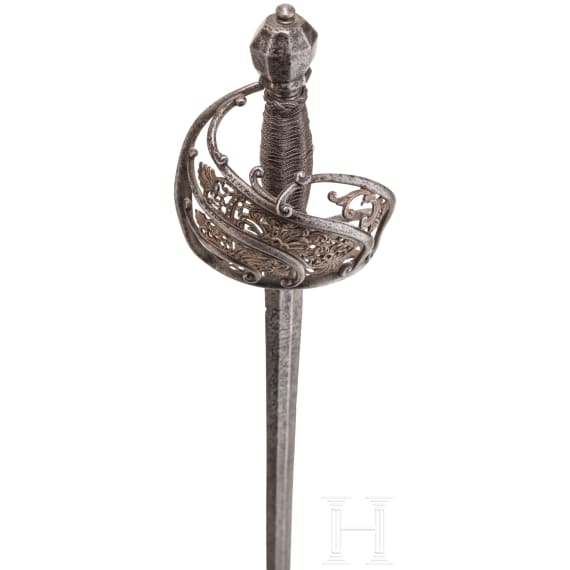 Offizier-Felddegen mit vergoldetem Eisenschnittdekor, deutsch, um 1700
