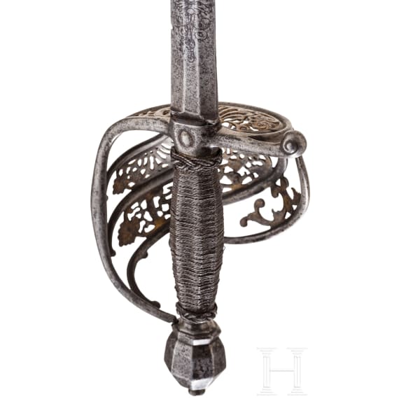 Offizier-Felddegen mit vergoldetem Eisenschnittdekor, deutsch, um 1700