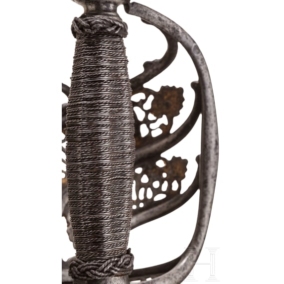 Offizier-Felddegen mit vergoldetem Eisenschnittdekor, deutsch, um 1700