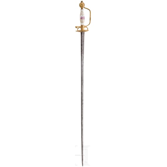Galanteriedegen mit Porzellangriff, deutsch oder Frankreich, um 1750