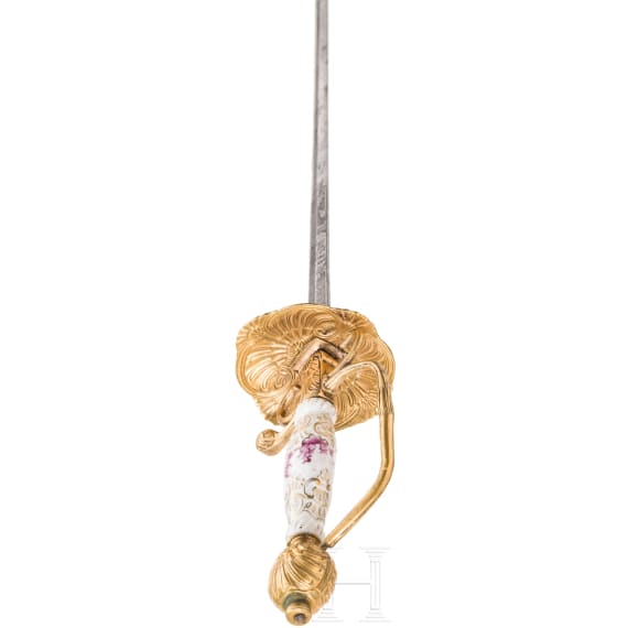 Galanteriedegen mit Porzellangriff, deutsch oder Frankreich, um 1750