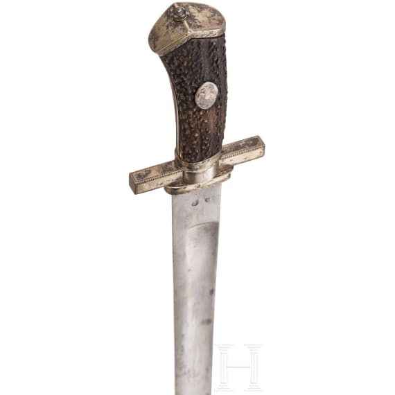 Gro&szlig;er silbermontierter Hirschf&auml;nger, deutsch, um 1800