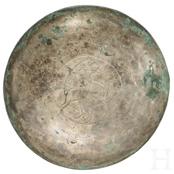 Silberschale mit Panther, sp&auml;tsasanidisch, 5. &ndash; 7. Jhdt. n. Chr.