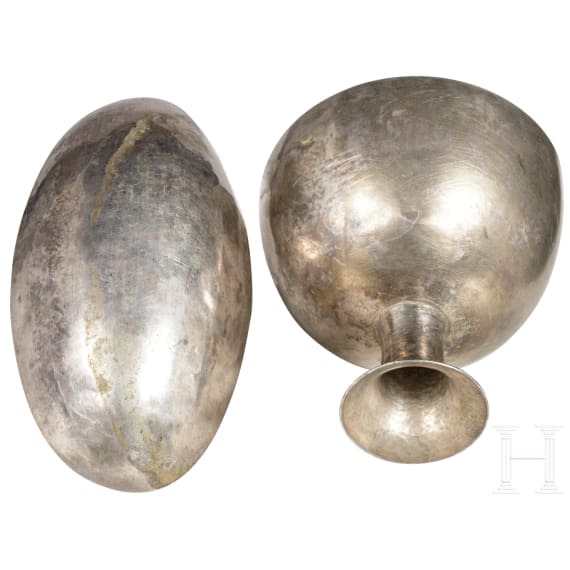 Silberkelch und -schale, sasanidisch, 6. - 7. Jhdt. n. Chr.