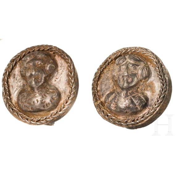 G&uuml;rtelgarnitur aus Silber, sasanidisch, sp&auml;tes 6. - fr&uuml;hes 7. Jhdt.