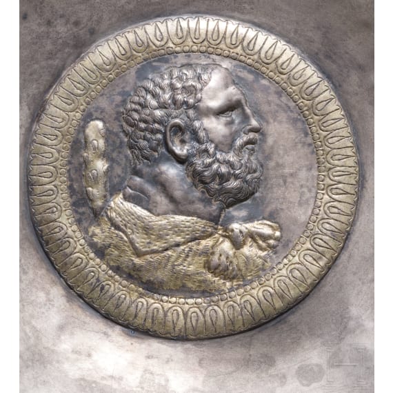 Silberteller mit Herkulesb&uuml;ste, sp&auml;tr&ouml;misch, Mitte 4. Jhdt. n. Chr.