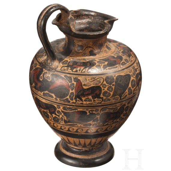 Dekorative Oinochoe nach antikem Vorbild, Ende 19. - Anfang 20. Jhdt.