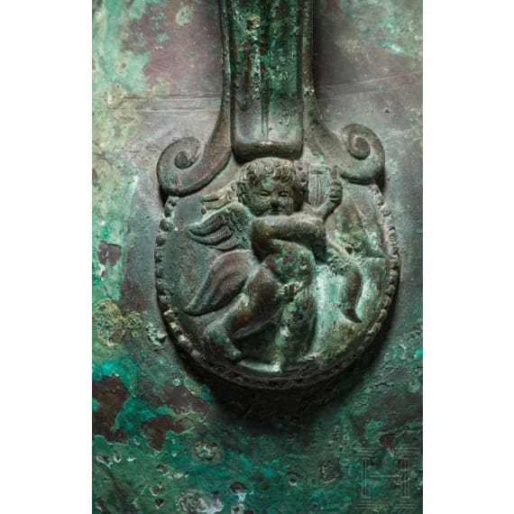 Kopie einer r&ouml;mischen Bronzevase nach dem Vorbild von Bronzegeschirr des 1. Jhdts. aus den Vesuvst&auml;tten, S&uuml;ditalien, sp&auml;tes 19. Jhdt.
