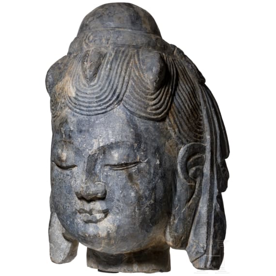 Kopf eines Bodhisattvas, China, wohl Shandong-Region, ca. 6. Jhdt.