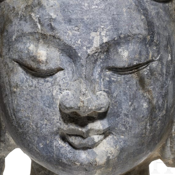 Kopf eines Bodhisattvas, China, wohl Shandong-Region, ca. 6. Jhdt.