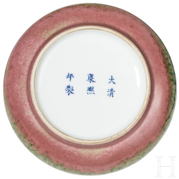 Pfirsichbl&uuml;tenfarben glasierte Pinselwaschschale mit Kangxi-Marke, China, wahrscheinlich aus dieser Zeit (1661 - 1772)