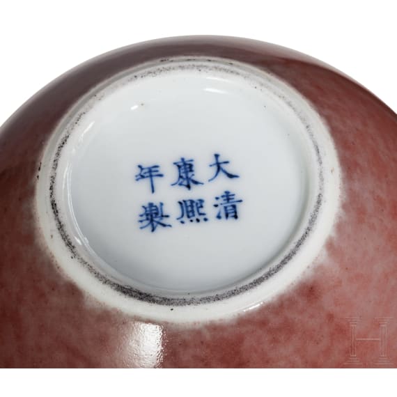 Rot glasierter kugeliger Topf, China, wohl Ende 19./Anfang 20. Jhdt.
