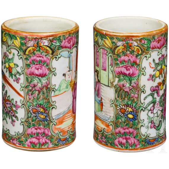 Ein Paar Pinselwascher im Famille-rose-Stil, China, um 1900