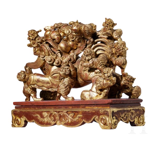Ein Paar W&auml;chterl&ouml;wen, China, 18./19. Jhdt.