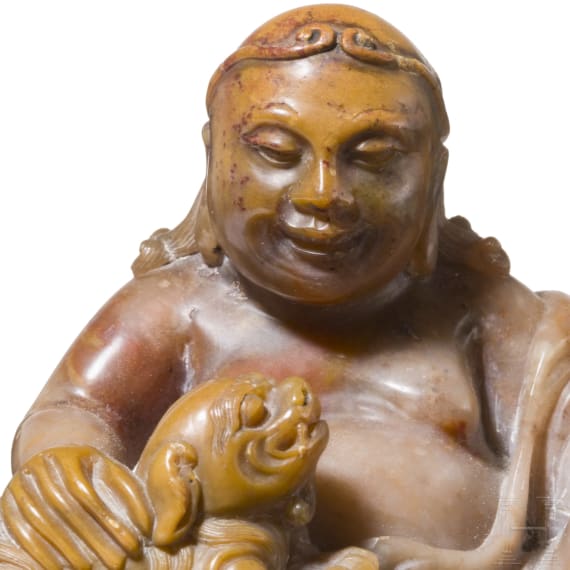 Luohan-Figur aus Speckstein, China, 18. Jhdt.
