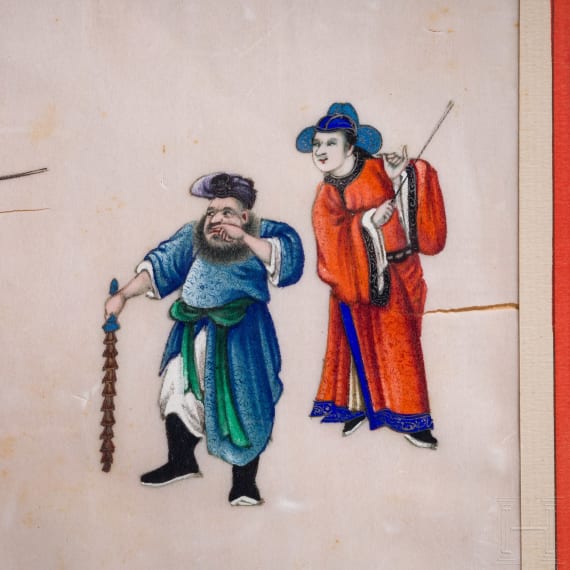 Ein Paar Temperabilder auf Reispapier, China, 18. Jhdt.