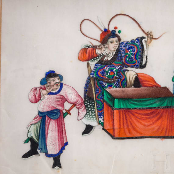 Ein Paar Temperabilder auf Reispapier, China, 18. Jhdt.