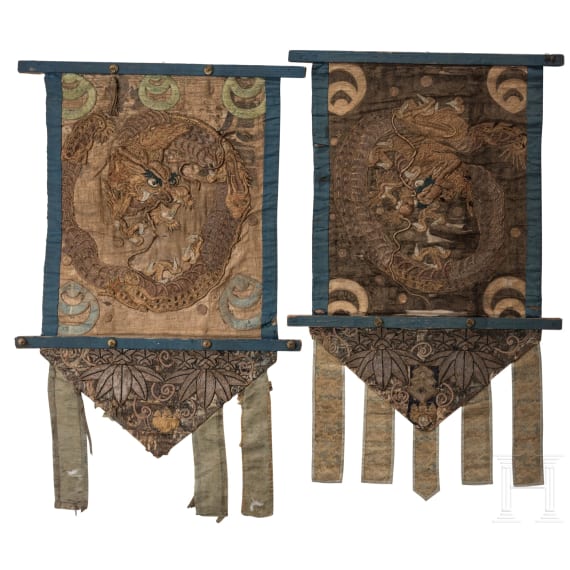 Ein Paar bestickte Wandbeh&auml;nge, China, 19. Jhdt.