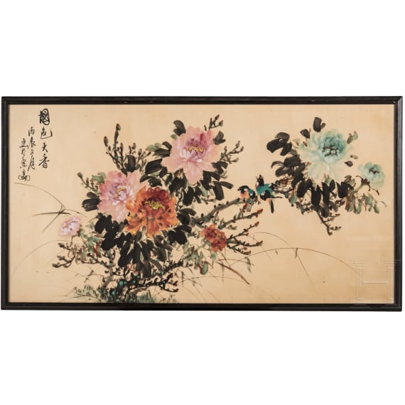 Feines Blumenbild in Aquarell, China, 1. H&auml;lfte 20. Jhdt.