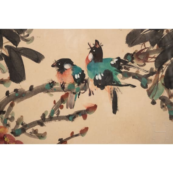 Feines Blumenbild in Aquarell, China, 1. H&auml;lfte 20. Jhdt.