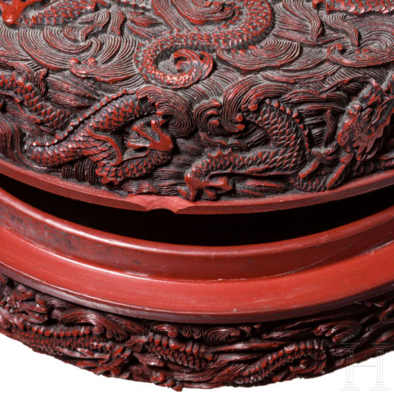 Rotlackdose "Neun Drachen", China, Qing-Dynastie, 19. Jhdt.