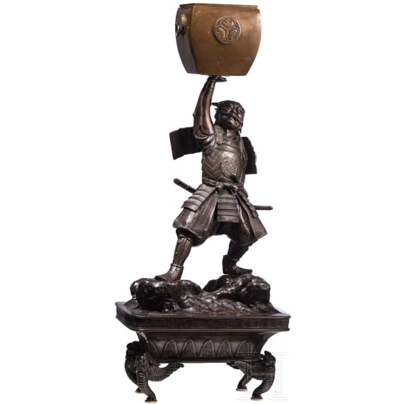Samurai-Bronze mit R&auml;ucher-Koro, Japan, Meiji-Periode