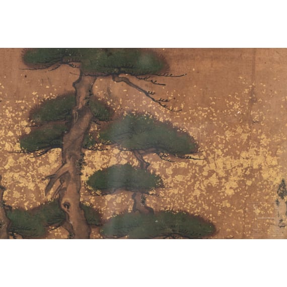 Rasende Samurai, Rimpa-Blattgoldmalerei, Japan, Edo-/Meiji-Periode