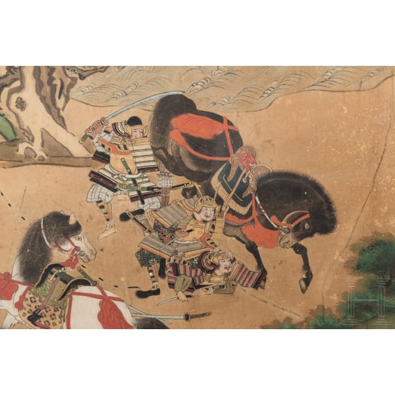 Entk&ouml;pfung eines Samurai, Rimpa-Blattgoldmalerei, Japan, Edo-/Meiji-Periode
