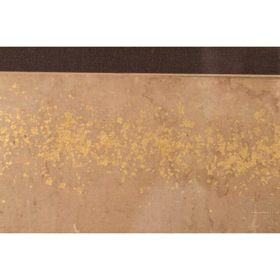 Entk&ouml;pfung eines Samurai, Rimpa-Blattgoldmalerei, Japan, Edo-/Meiji-Periode