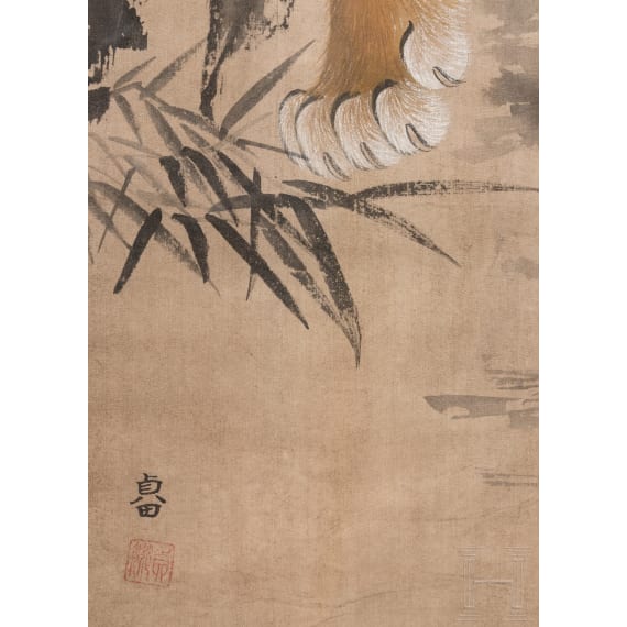 Seidenbild mit schreitendem Tiger, Japan, 1. H&auml;lfte 20. Jhdt.
