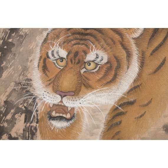 Seidenbild mit schreitendem Tiger, Japan, 1. H&auml;lfte 20. Jhdt.