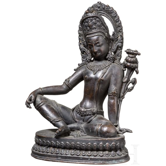 Bronzestatuette der Indra, Nepal, sp&auml;tes 19. Jhdt.