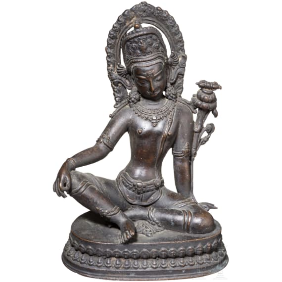 Bronzestatuette der Indra, Nepal, sp&auml;tes 19. Jhdt.